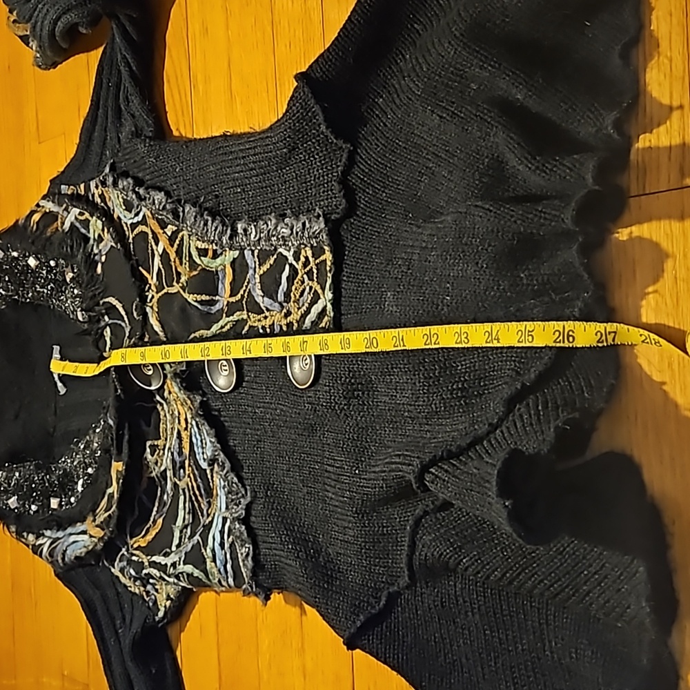 Roz & Ali Boho PM Black Asymmetric Cardigan - Picture 10 of 17